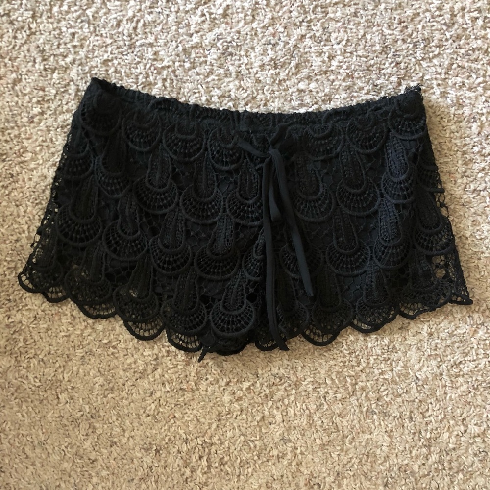 Black lace shorts